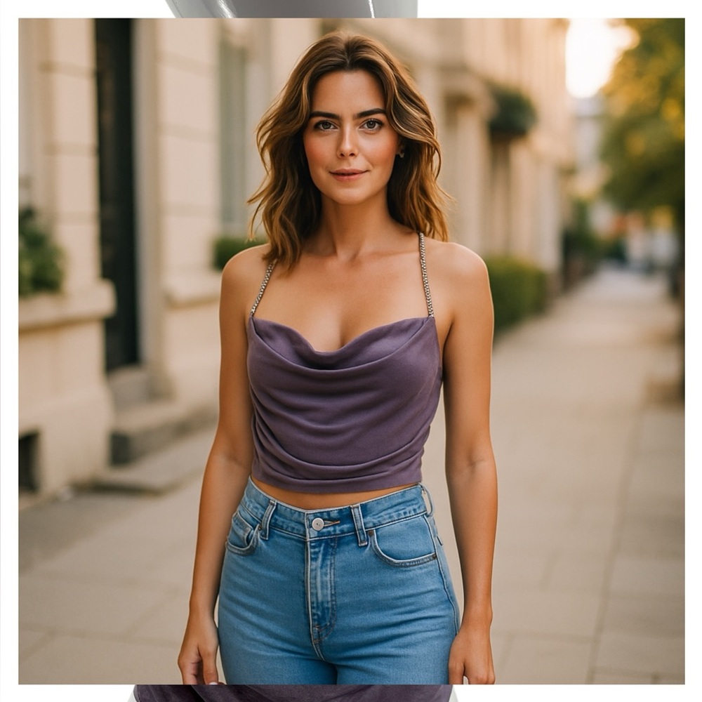 NWT Rue21 Purple Ruched Crop Camisole Top
